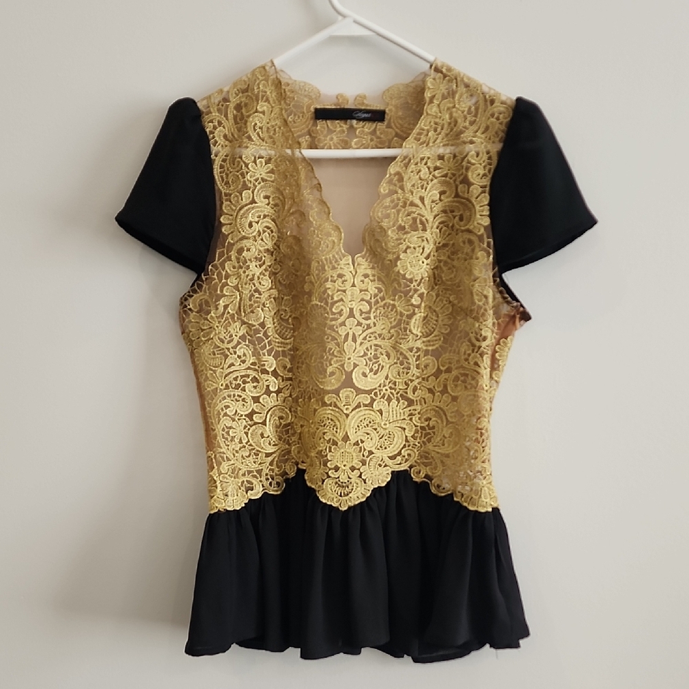 Sugarlips Black and Gold Lace Blouse